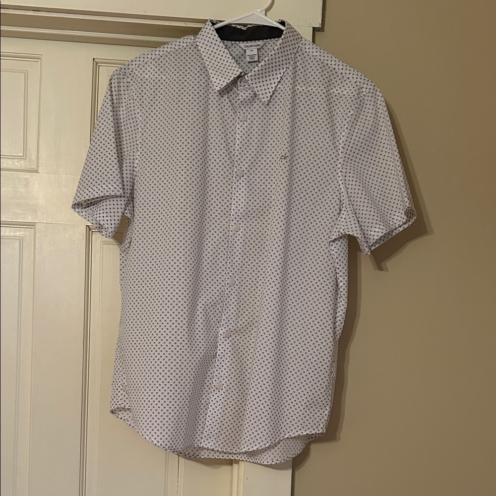 Calvin Klein White and Black Polka Dot Shirt